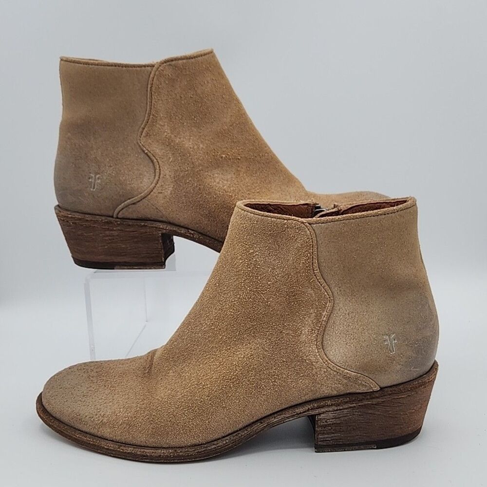 Frye Women's Carson Western Piping Leather Suede Ankle Boots Booties 9B